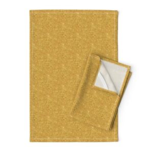 Antique Gold Linen Tea Towel Set of 3