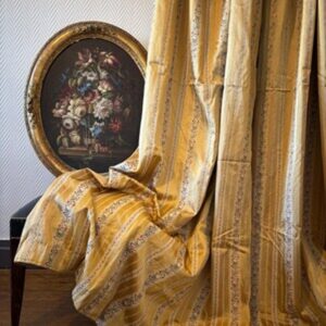 Antique Gold Silk Curtain Pair