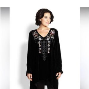 Black Embroidered Tunic Top