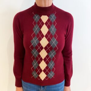 Burgundy Cashmere Polo Jumper
