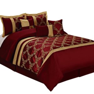 Burgundy Silk Embroidered Bedspread
