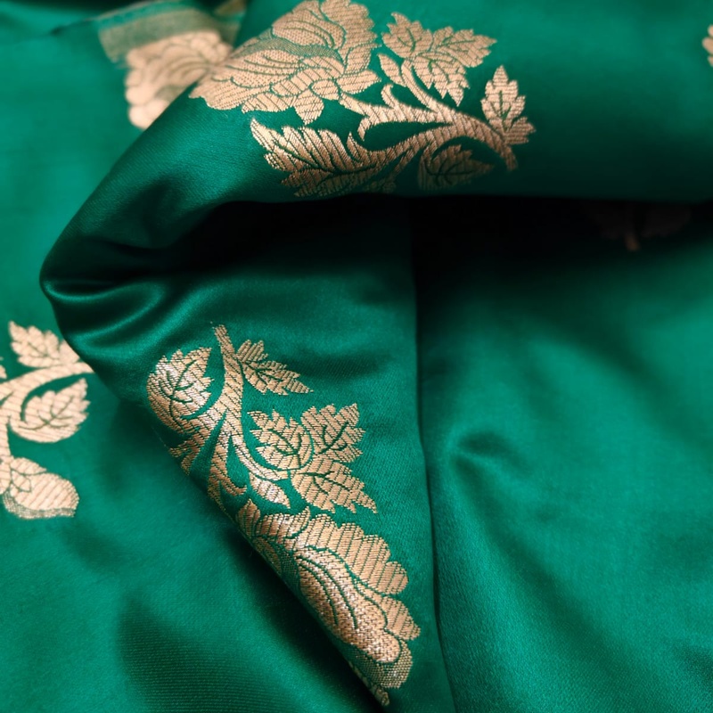 Emerald Floral Silk Brocade