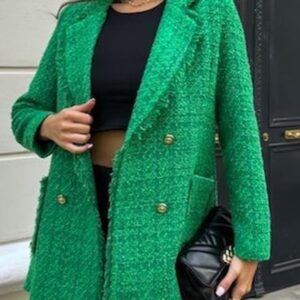 Emerald Wool Tweed Blazer