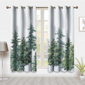 Forest Green Damask Curtain Pair