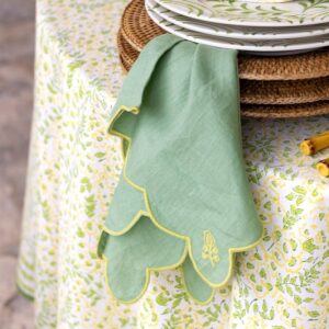 Forest Green Embroidered Napkin Set of 6