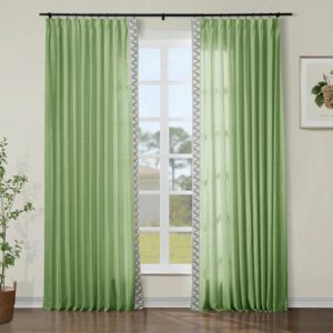 Forest Green Linen Curtain Pair