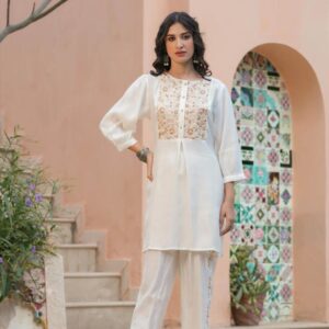 Ivory Embroidered Tunic Top
