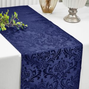 Midnight Navy Damask Table Runner