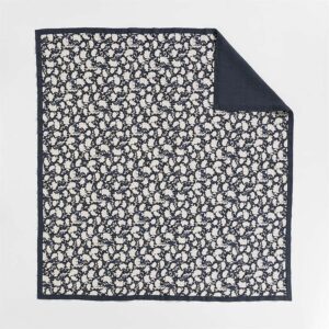 Midnight Navy Floral Cotton Velveteen
