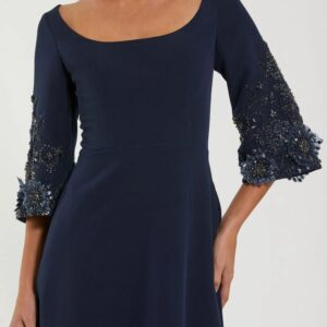 Midnight Navy Floral Silk Dupion