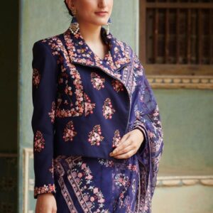 Navy Hand-Embroidered Couture Jacket