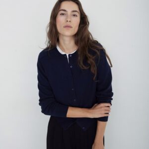 Navy Merino Wool Cardigan