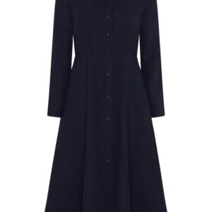 Navy Pure Linen Shirt Dress