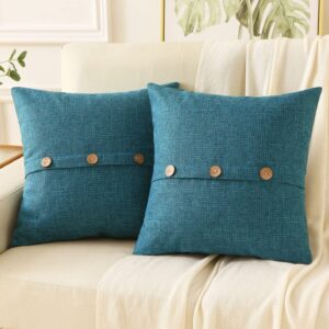 Teal Linen Cushion Cover Set of 2