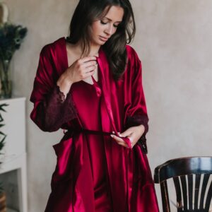 Wine Silk Robe